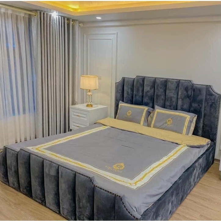 Giường ngủ bọc nỉ thiết kế Châu Âu sang trọng và hiện đại - 0974 508 096 - đặt hàng ib shop