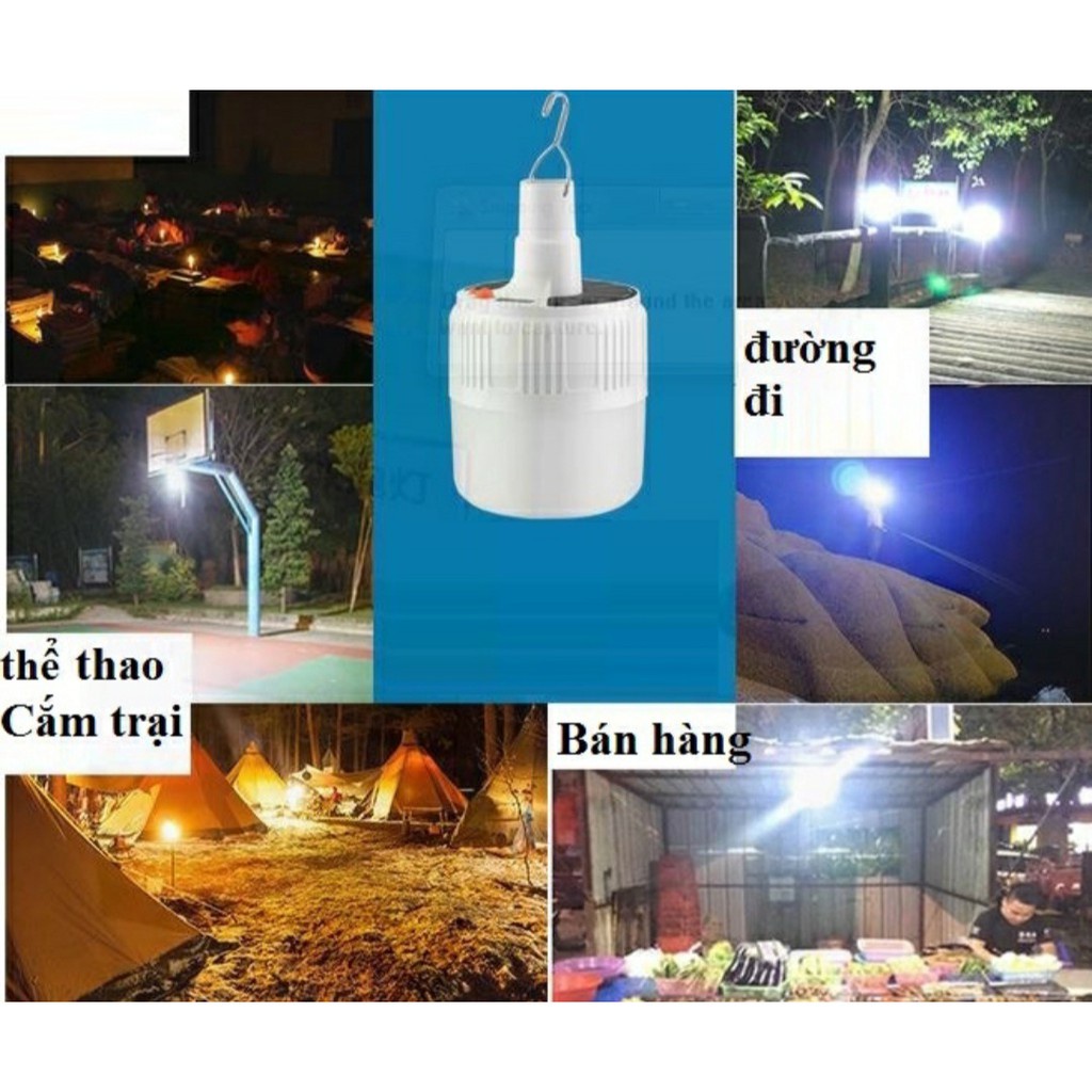 Bóng Đèn Led Tích Điện Loại 100w có Điều Khiển Từ Xa Năng Lượng Mặt Trời Ngoài Trời Sân Vườn, Trong Nhà Gầm Cầu Thang