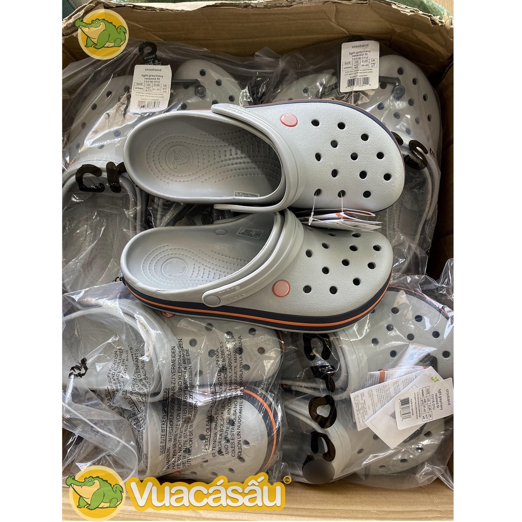 Dép CROCS CROCBAND Nam Nữ màu Grey, Form đẹp, Mềm Nhẹ và Êm Ái, Không mùi, chống trơn trượt  - Vua Cá Sấu