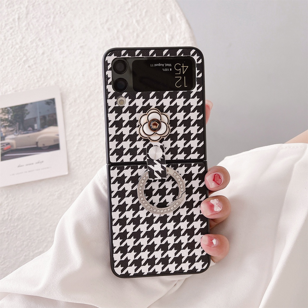Bao Da Điện Thoại Chống Sốc Họa Tiết Hoa Đính Đá Lấp Lánh Cho samsung galaxy z flip 4g 4 3 flip4 5g z flip3 Ốp