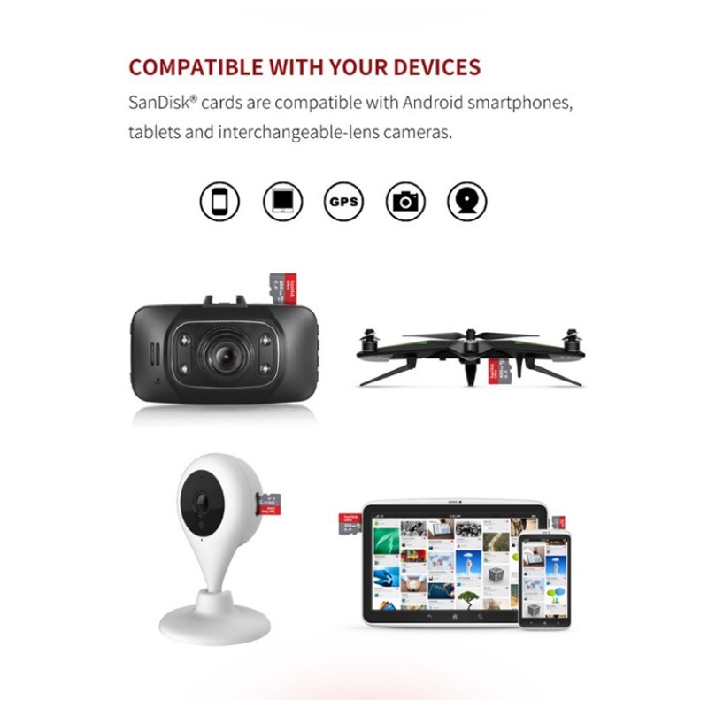 Thẻ Nhớ Micro SD Hiệu SanDisk Ultra A1 Class 32GB / 64GB / 128GB / 256GB / 512GB A1  SQUA4