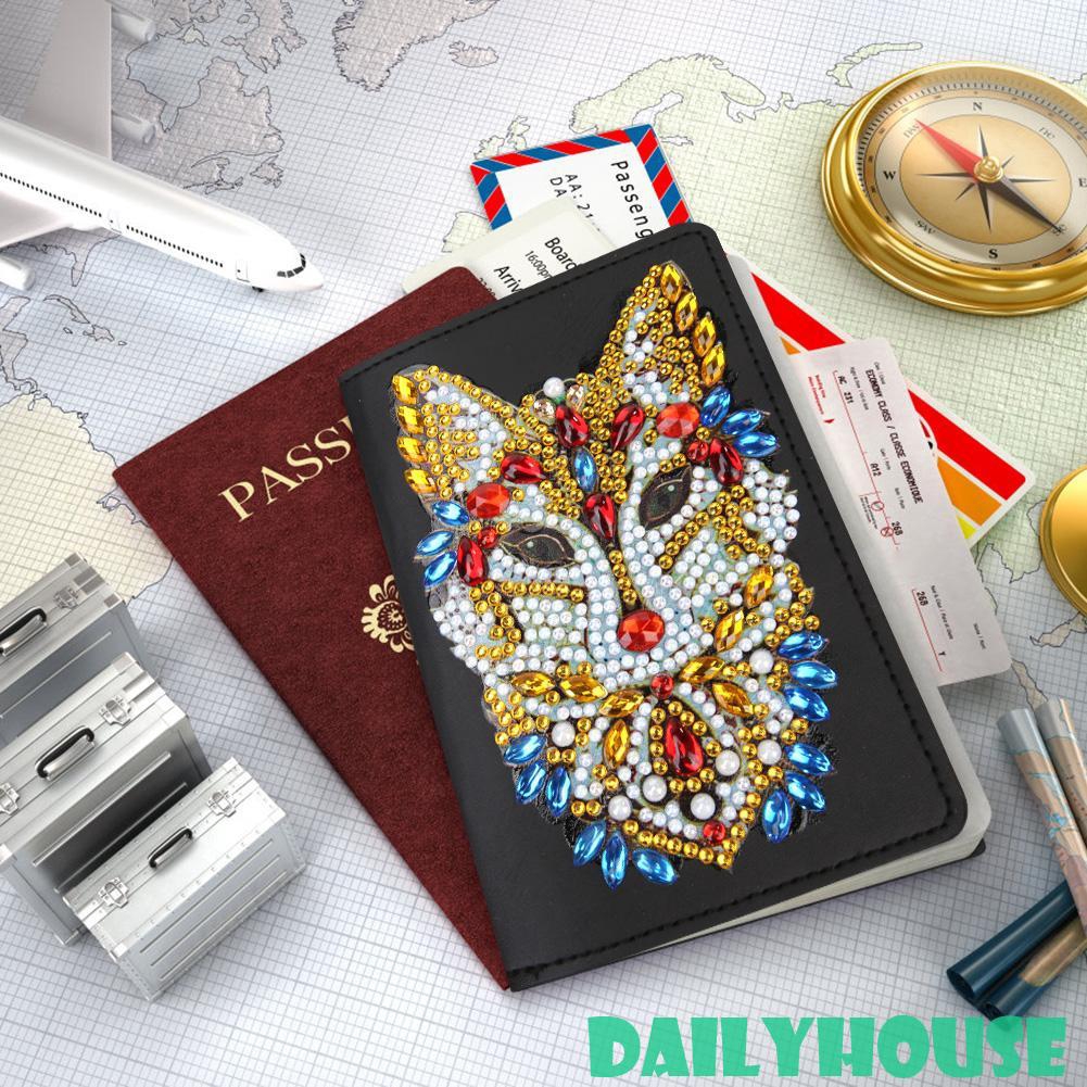 ☁☁ DIY Special Shaped Diamond Painting Leather Passport Protection Cover Gift