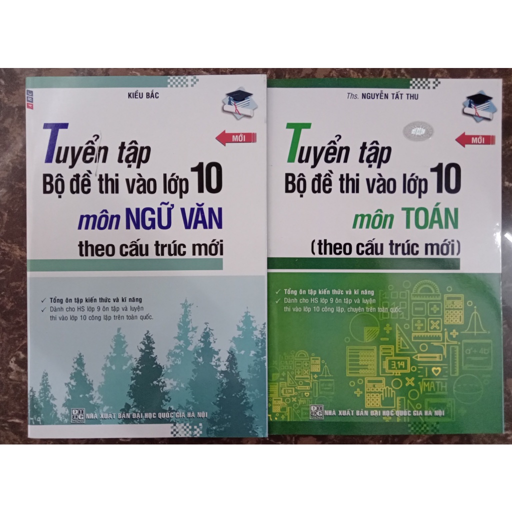 Sách - Combo Tuyển tập bộ đề thi vào lớp 10  theo cấu trúc mới (Toán + Ngữ Văn)