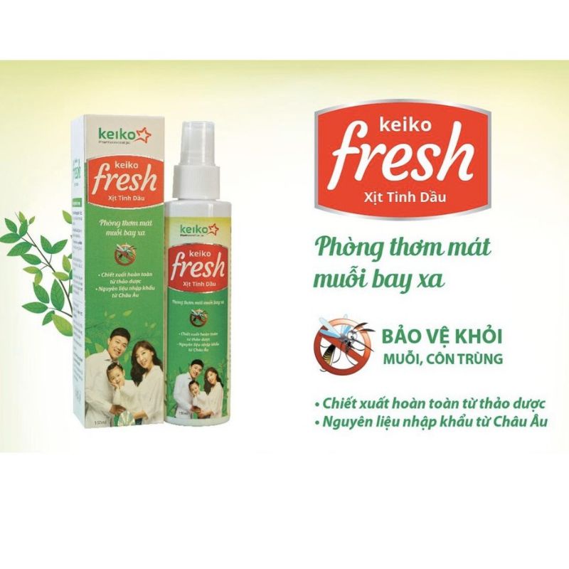 Xịt tinh dầu KEIKO FRESH (150ml/75 ml) Bảo vệ bé và gia đình khỏi muỗi và côn trùng