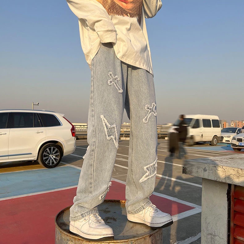 Quần jean dài MMIOT dáng rộng phong cách hip hop thời trang cá tính cho nam