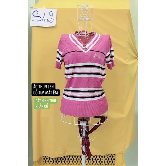 áo thun len sọc cổ tim size M.S42