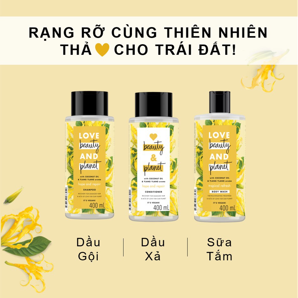 Dầu Gội Dầu Xả Love Beauty And Planet Phục Hồi Hư Tổn 400ml