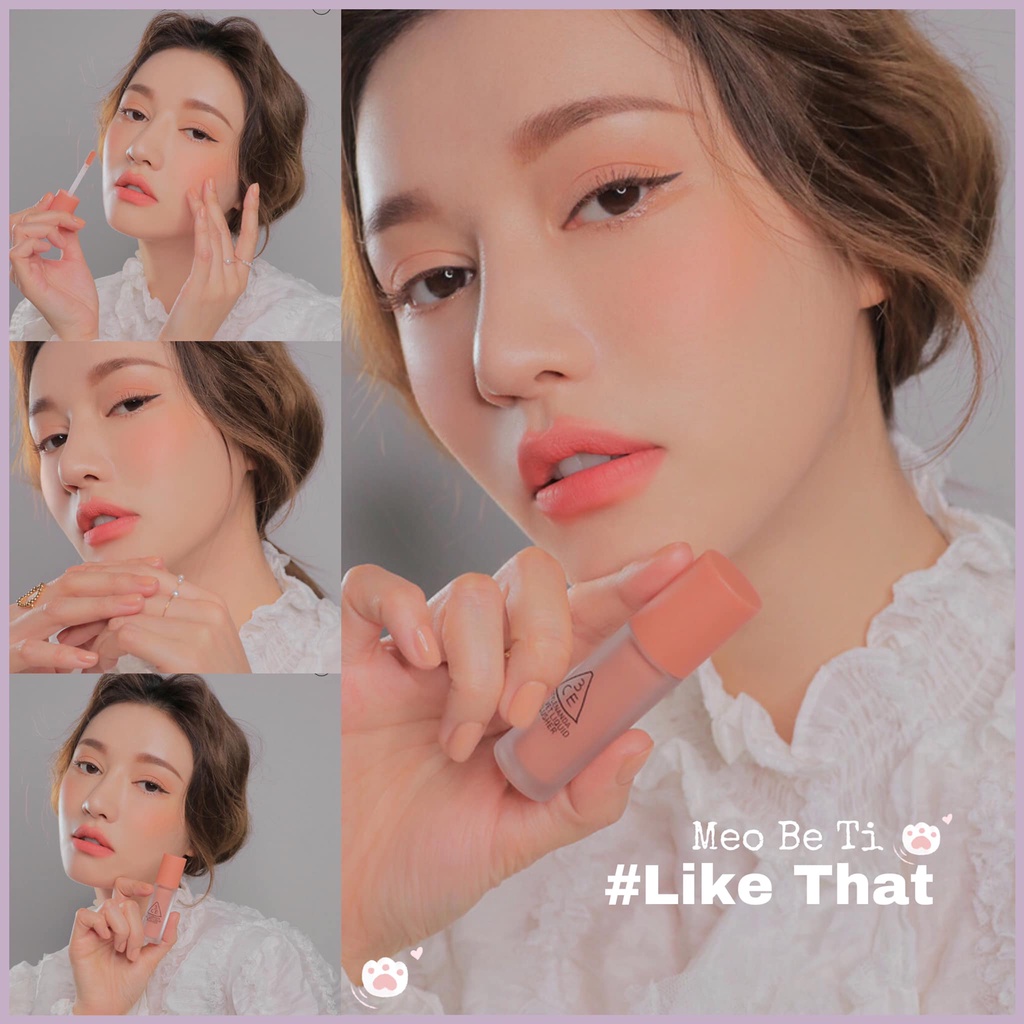 Phấn má 3CE Velvet Liquid Blusher sale 60%- màu Like That- cam đào | BigBuy360 - bigbuy360.vn