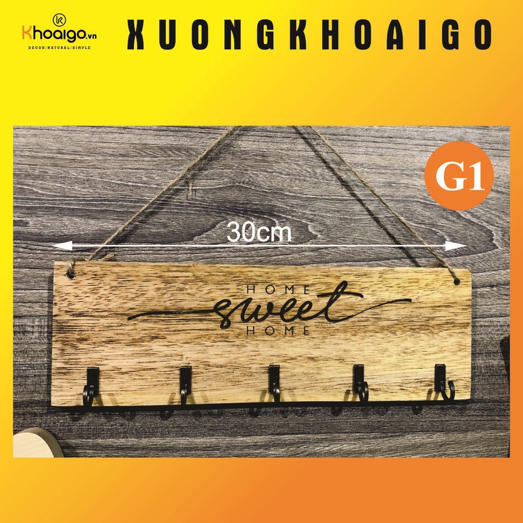 Bảng Treo Chìa Khóa Gỗ Tự Nhiên Decor, Móc Treo Chìa Khóa Gỗ
