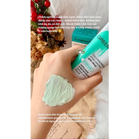 Mặt nạ Compliment Green mask Anti-acne & mattifying - Ngừa mụn, kiềm dầu & sáng da