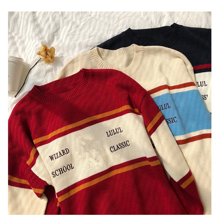[Hàng order] [Có ảnh thật] Áo len nữ sinh over size nhiều màu họa tiết áo len chui đầu Ulzzang Hàn Quốc A86