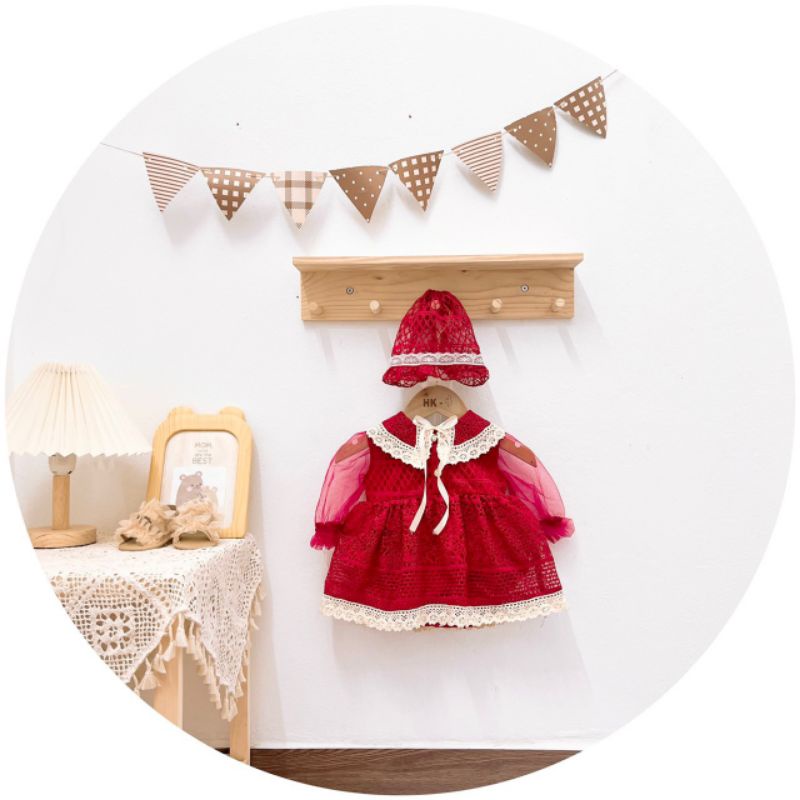 Đầm công chúa bé gái kèm chip đầy tháng thôi nôi tiểu thư ren mềm 5-12kg