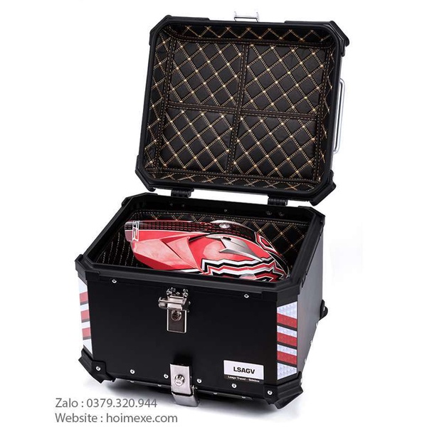 Thùng Top Box Màu Đen Nhôm 43L Sau Xe Máy, Xe Motor.