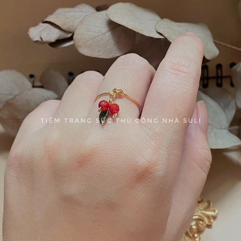 Nhẫn cherry nữ trang sức , DIY,