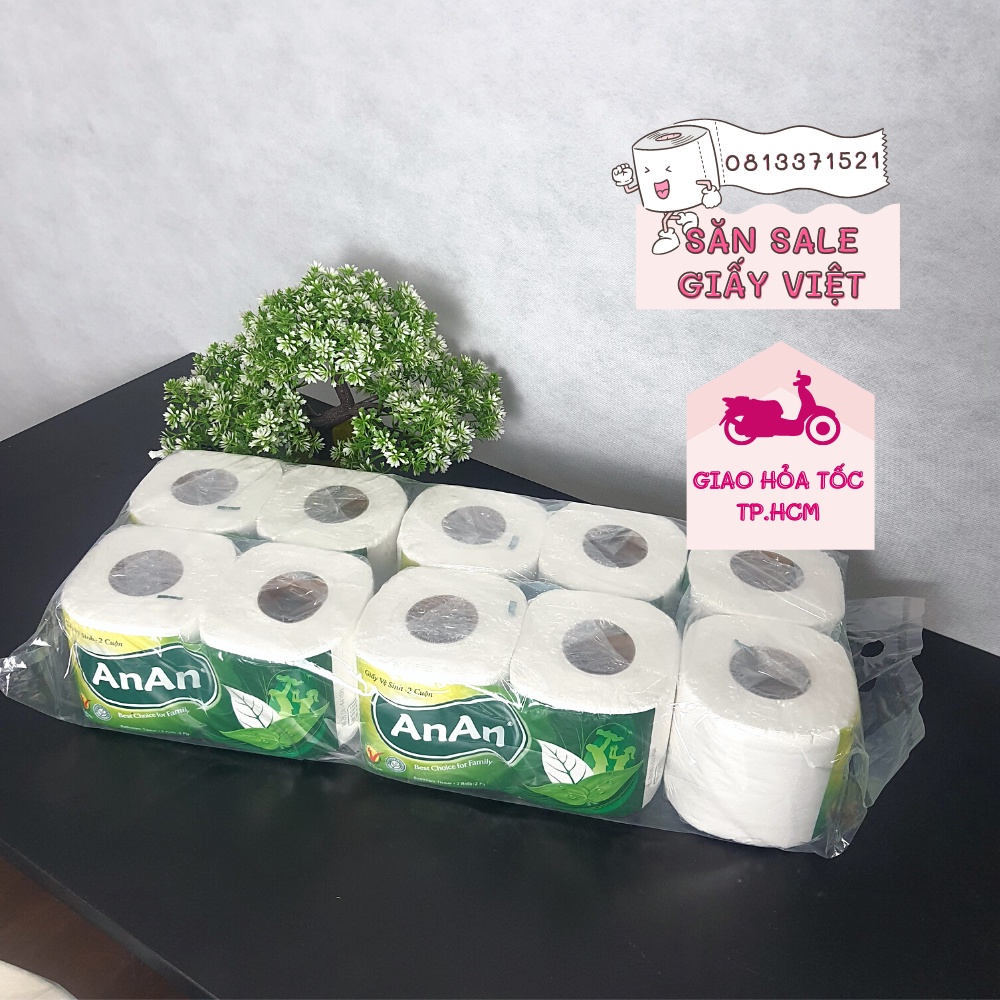 Giấy Vệ Sinh An An 10 Cuộn Giấy 2 Lớp Cao Cấp ( Hàng Việt Chính Hãng)