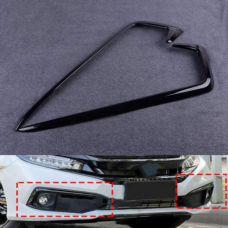 Bộ 2 Khung Viền Đèn Sương Mù Phía Trước Màu Đen Bóng Cho Honda Civic 2019-2020