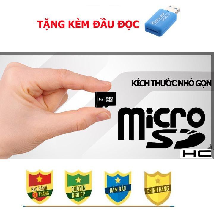 [ CHÍNH HÃNG ] Thẻ nhớ MicroSD Class 10 Tốc độ cao (Đen) 8GB hàng chính hãng chất lượng cao