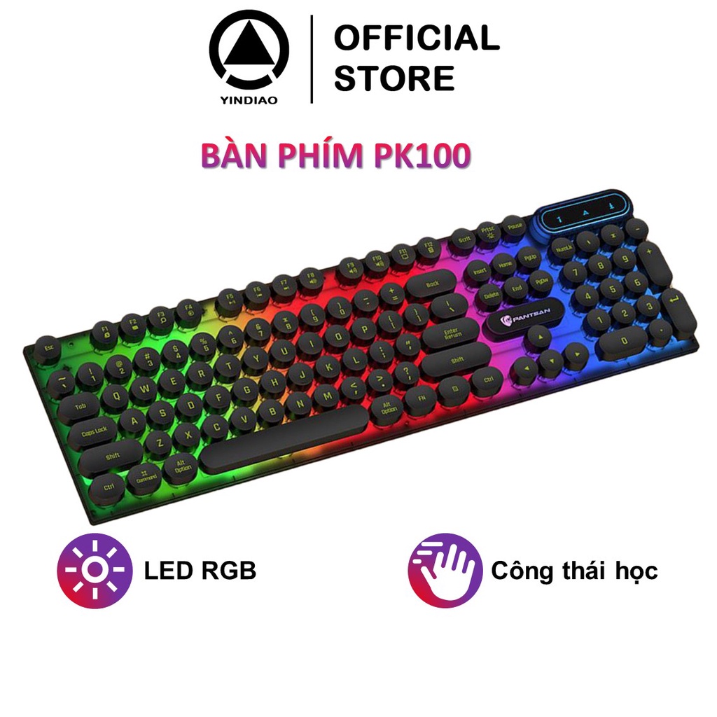 Bàn phím máy tính gaming giả cơ Pantsan PK100 có dây nút tròn Led RGB