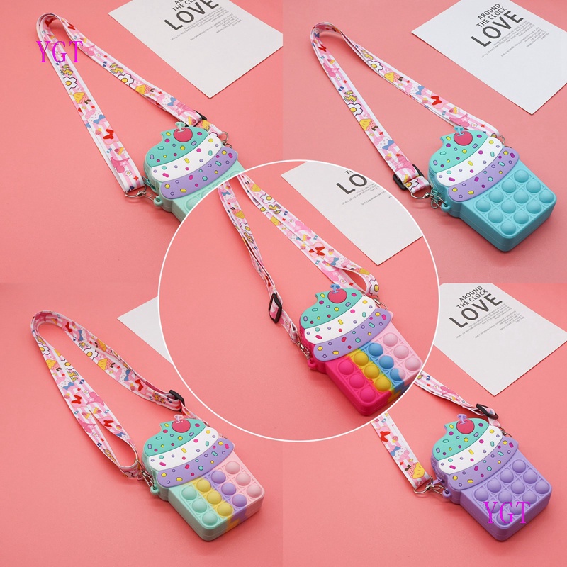 Túi đeo chéo vai PUSH POP IT hình que kem dễ thương cho bé gái 4.5