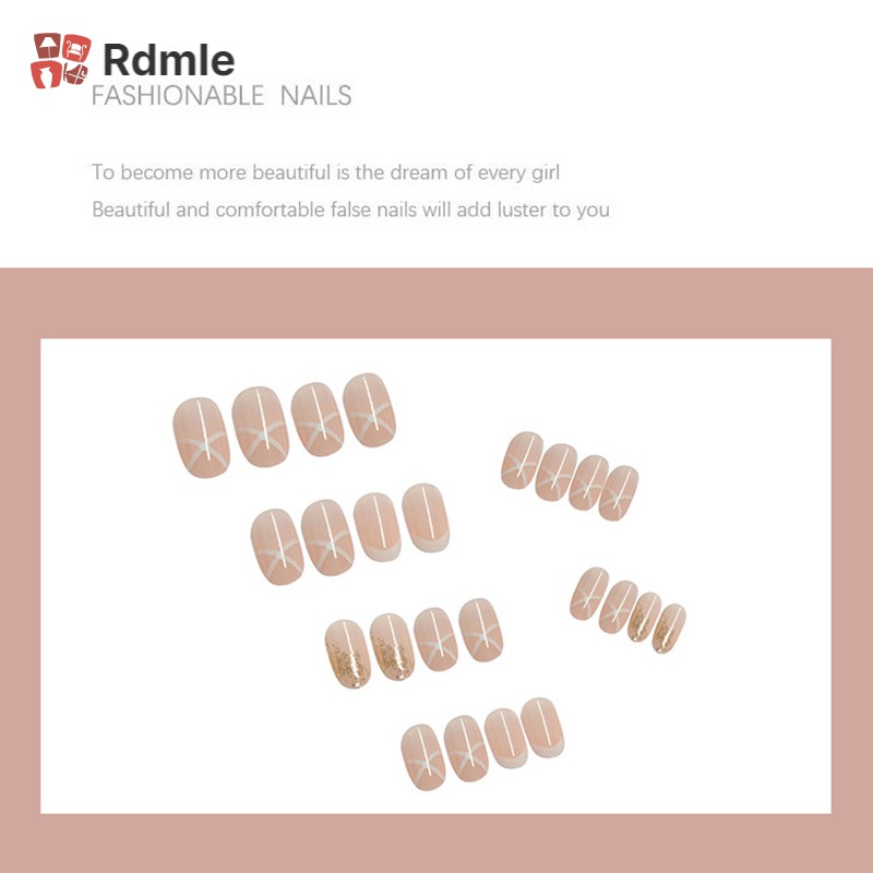 Set 24 móng tay giả đầu tròn kiểu dáng thời trang