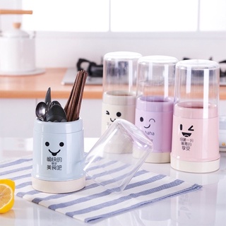 Ống Đựng Đũa Mặt Gấu Có Nắp Đậy Tiện Dụng