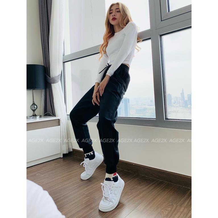 Quần jogger nữ unisex chất kaki cotton phối sọc gân co giãn wash mềm thấm hút tốt khô nhanh chính hãng AGE2X hàng vnxk | BigBuy360 - bigbuy360.vn