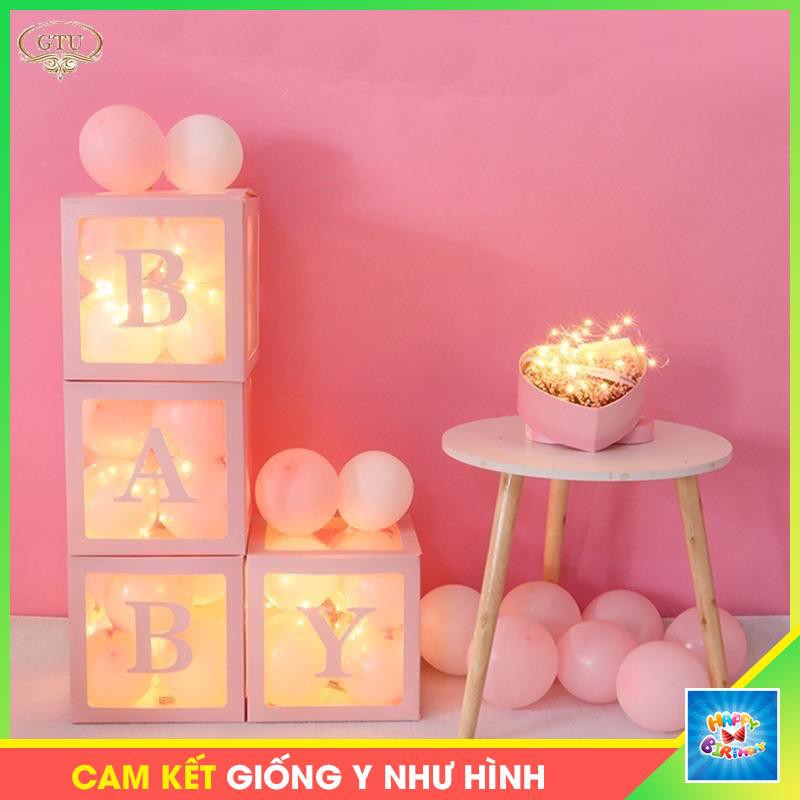 Hộp chữ BABY trang trí sinh nhật cho bé, hộp đựng bong bóng trong suốt sáng tạo #TrangTriSinhNhat