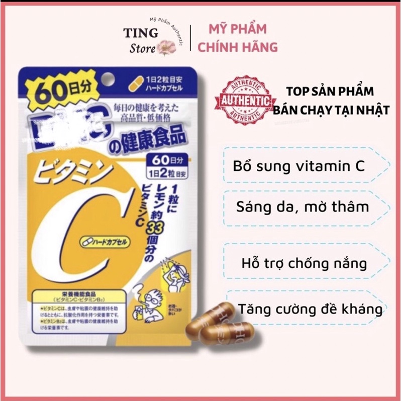 Viên Uống D -H -C Bổ Sung Vitamin C Nhật Bản 120 Viên cho 60 ngày hỗ trợ chống nắng sáng da