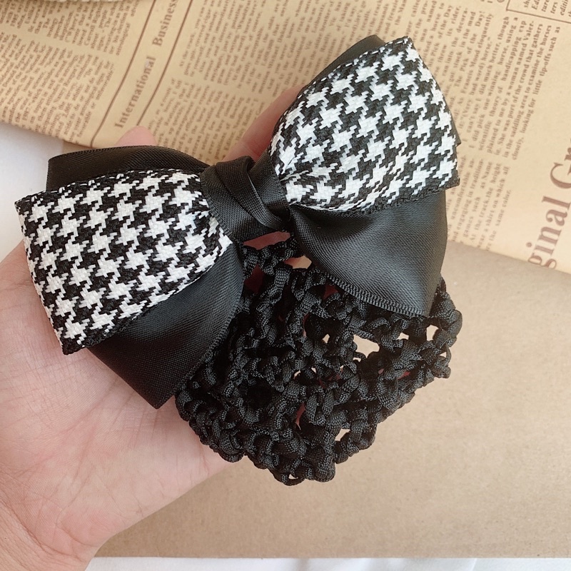 Búi tóc lưới công sở hoạ tiết caro hàng thiết kế L5