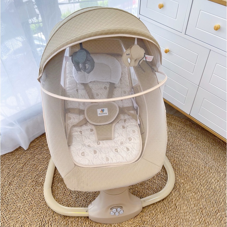 Nôi điện tự động ru ngủ điều khiển từ xa kết hợp Bluetooth nhạc trắng chính hãng Mastela 8104/8106/8107/8108
