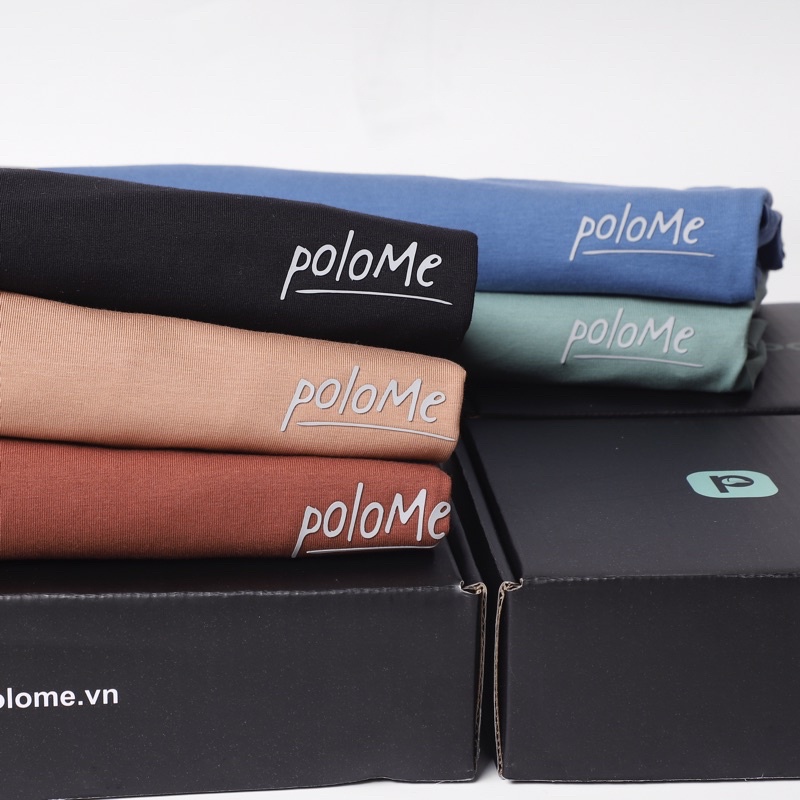 Áo thun nam Polome chất liệu vải trơn mát thoáng khí in logo dập nổi