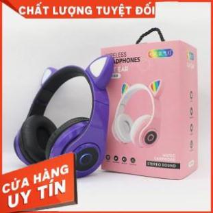 [FreeShip Toàn Quốc] Tai Nghe Headphone Bluetooth V5.0 HWZ-B39 Kiểu Dáng Tai Mèo Có Đèn Led Hỗ Trợ Nghe Qua Dây Cắm AUX