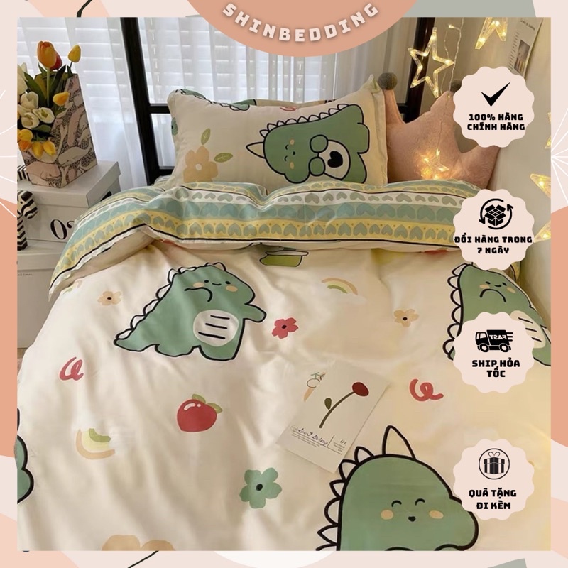 Set cotton poly khủng long xanh