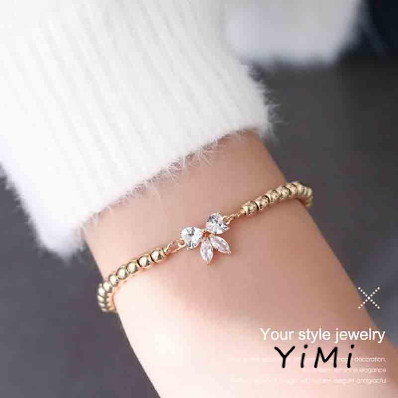 [mo] Lắc Tay Đính Đá Zircon Nhỏ Nhắn Xinh Xắn Có Thể Điều Chỉnh Cho Học Sinh