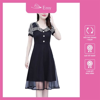 Đầm thiết kế dự tiệc phối lưới sang trọng Thời Trang Emy 10017