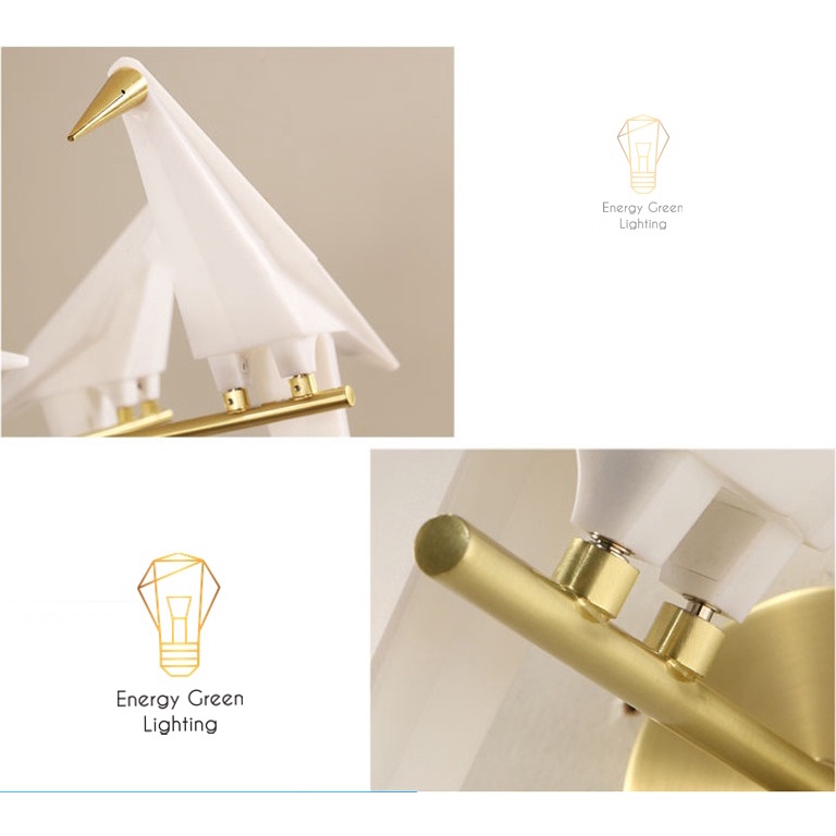 Đèn treo tường Energy Green Lighting hiện đại phong cách độc đáo hình con chim cao cấp cao 67cm - ánh sáng vàng