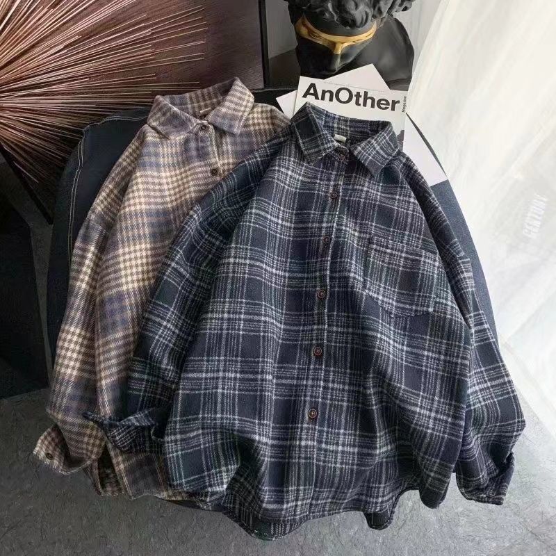 Áo Sơ Mi Cotton Trơn Dài Tay Dáng Rộng Họa Tiết Kẻ Sọc Thời Trang Hàn Quốc Mới 2023 Cho Nam