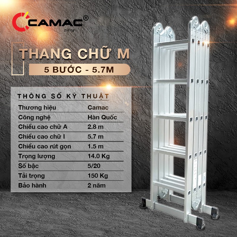 Thang Nhôm Gấp Xếp Chữ M 5M7 Đa Năng cao cấp chính hãng hàn quốc shop yêu thích uy tín bảo hành 24 tháng