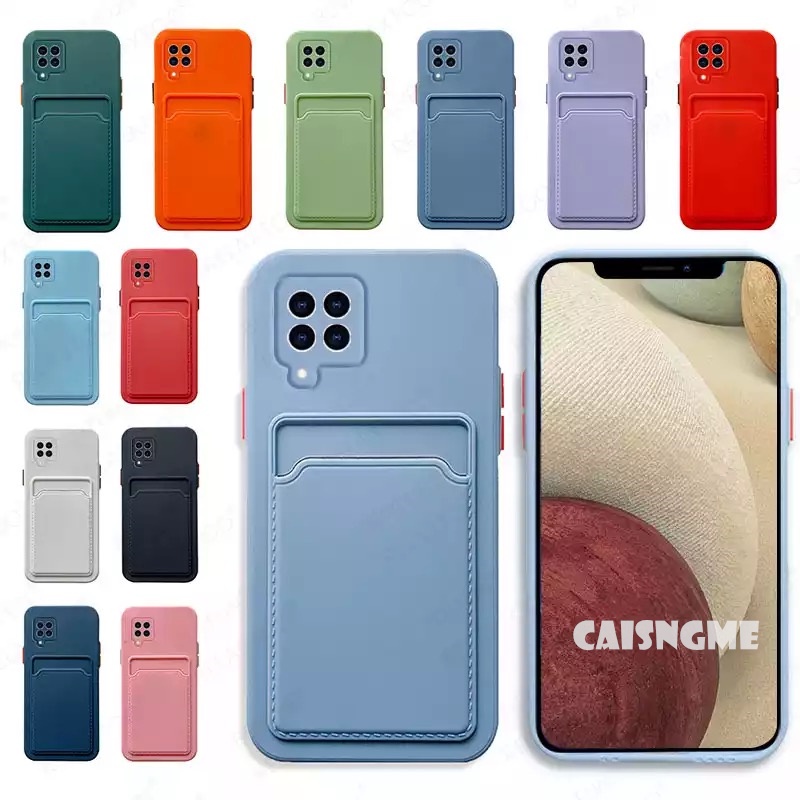 Ốp điện thoại silicon mềm chống sốc phối ví đựng thẻ cho Samsung Galaxy A22 A12 M22 M A 12 22 4G 5G