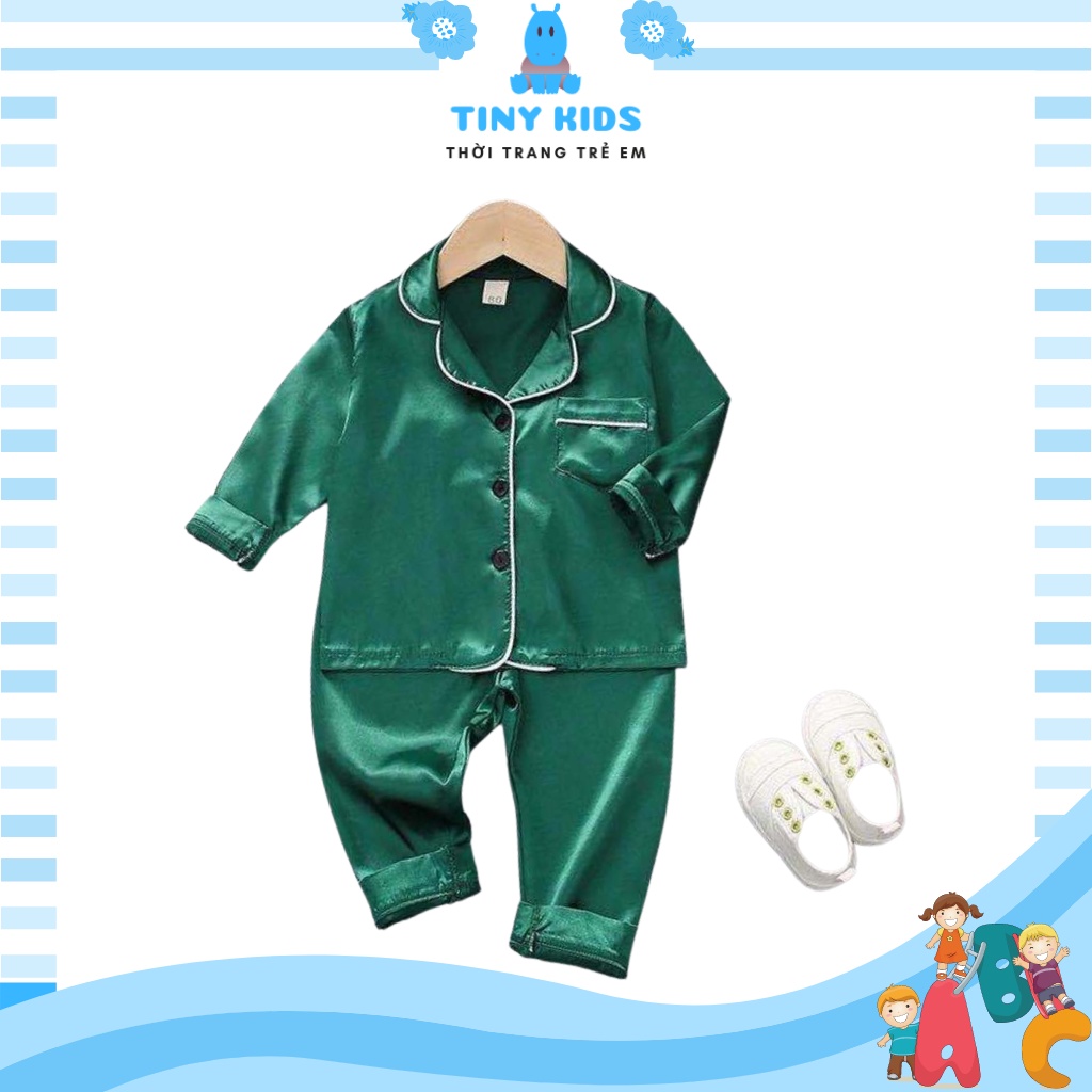 Bộ pizama cho bé trai và bé gái xuất xịn, bộ đồ ngủ lụa trẻ em từ  6-28kg Tiny Kids