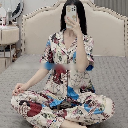 Bộ Lụa Ngủ Tiểu Thư, Bộ Pizama Tay Ngắn, Chất Liệu Latin Cao Cấp Mát Lịm [HÀNG CHUẨN ĐẸP] | BigBuy360 - bigbuy360.vn