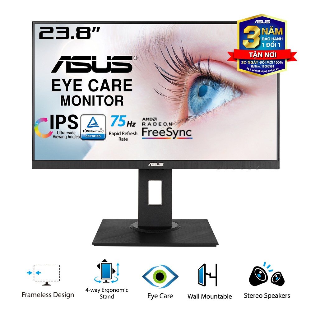 Màn Hình ASUS VA24DQLB (23.8-inch FHD/IPS/75Hz/5ms/Bảo Vệ Mắt)