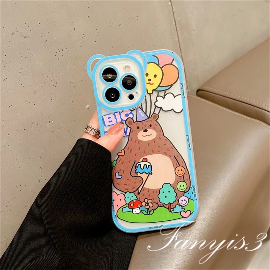 Ốp Điện Thoại Mềm Trong Suốt Họa Tiết Gấu Nâu Cho iPhone 14 13 12 11 Pro Max X XR Xs Max 8 7 6 6s Plus SE 2020