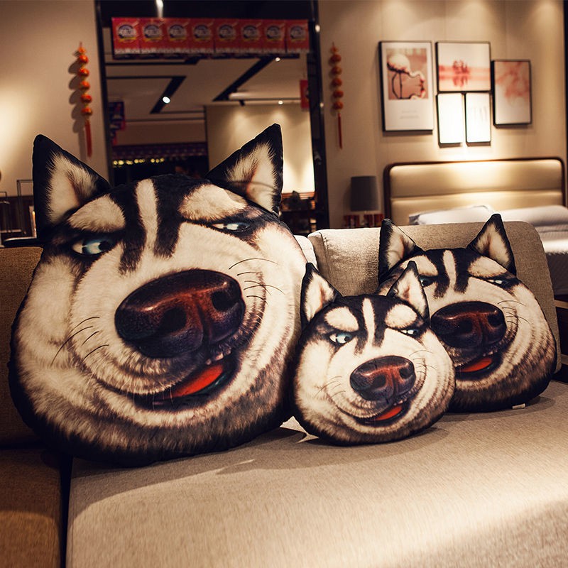 🐻🐻Gối Sofa hình chó Husky 3D dễ thương