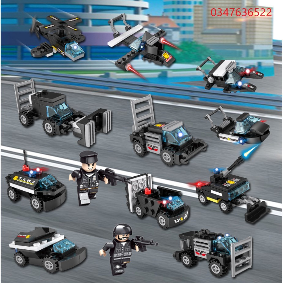 [242 CHI TIẾT] ĐỒ CHƠI XẾP HÌNH LEGO OTO SWAT, LEGO Cảnh Sát, LEGO ROBOT, LEGO TRỰC THĂNG, Máy Bay