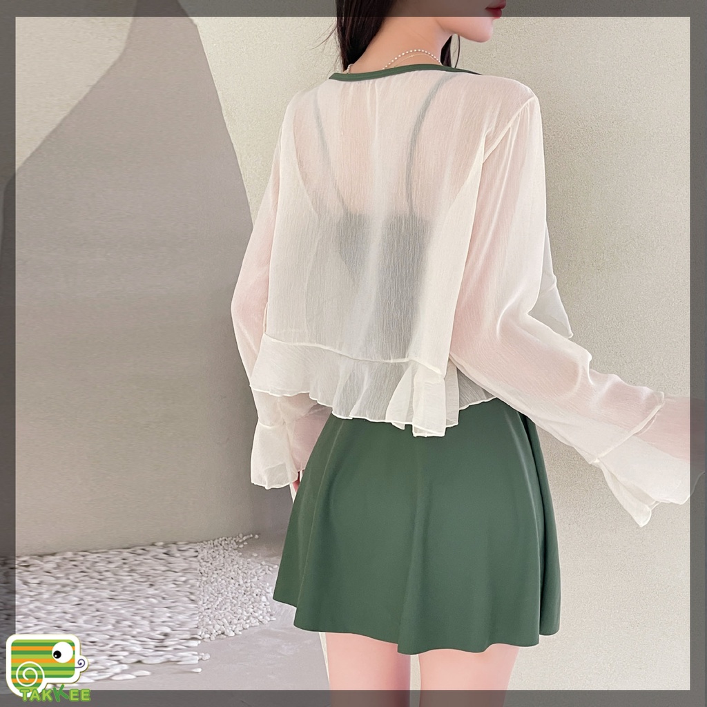 Bikini, Đồ Bơi Nữ Ba Mảnh Kèm Áo Khoác Cao Cấp Sang Chảnh Hàng Cao Cấp