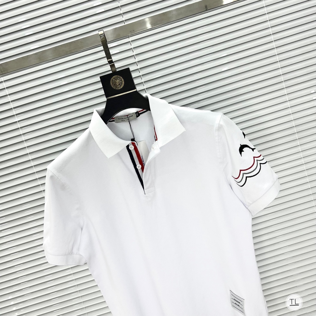 Áo thun polo nam cổ bẻ ngắn tay THOM BROWNE cao cấp,áo phông chất cotton dày dặn mềm mịn
