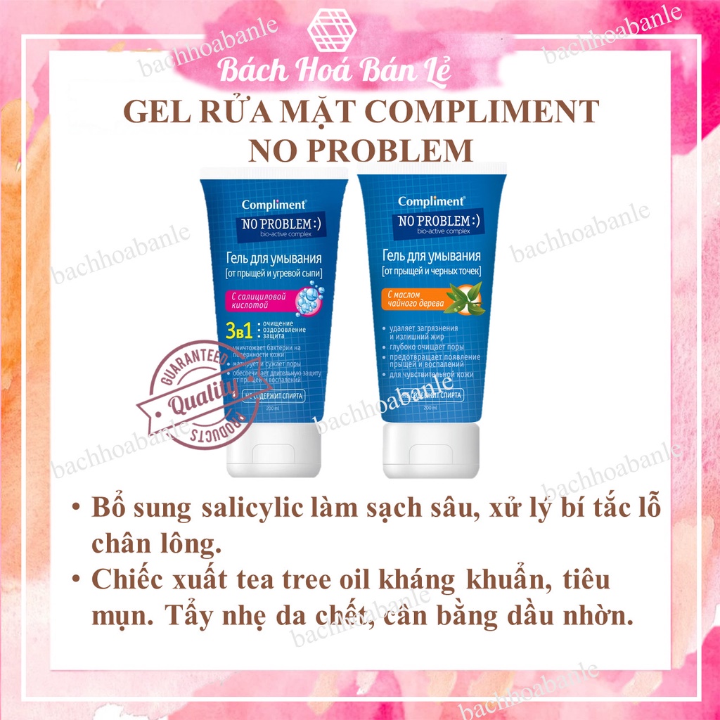Gel rửa mặt Compliment No Problem giảm viêm, mụn
