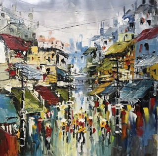 Tranh sơn dầu phố cổ Hà Nội