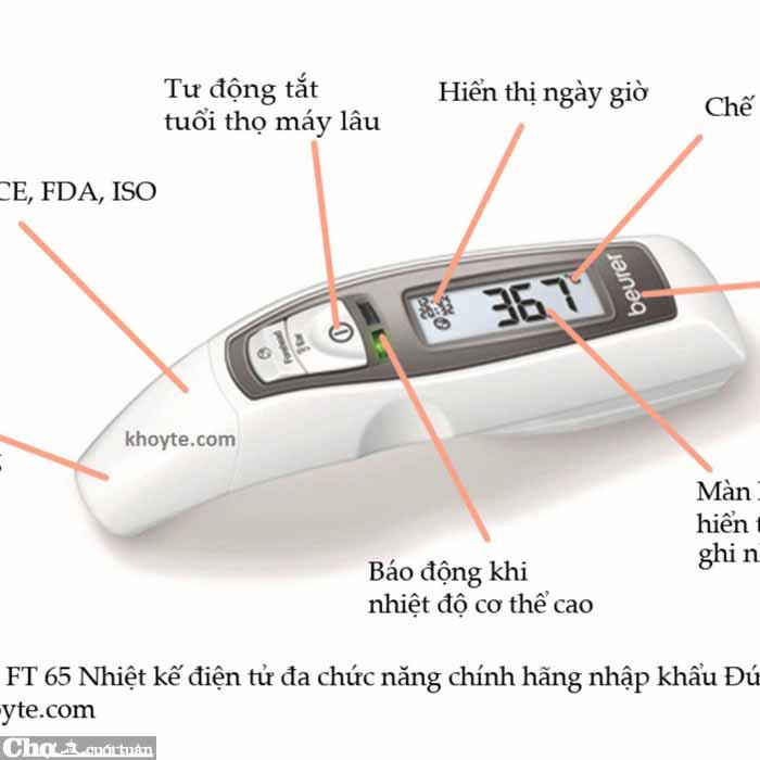 Nhiệt kế điện tử đo tai, trán Beurer FT65 của Đức